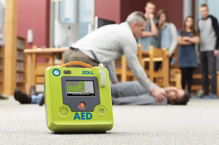 ZOLL AED 3 ready on the floor during a rescue